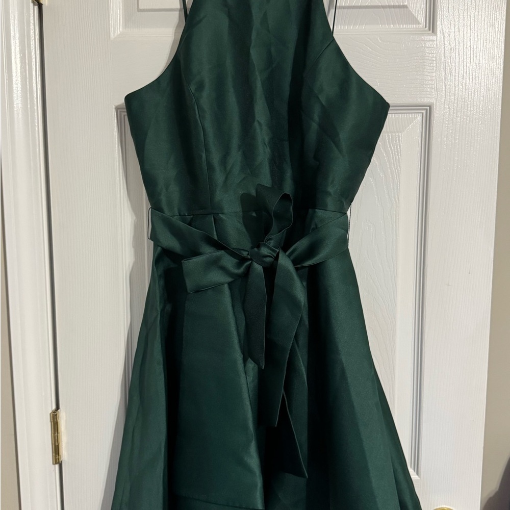 Elegant Dark Green Halter Dress